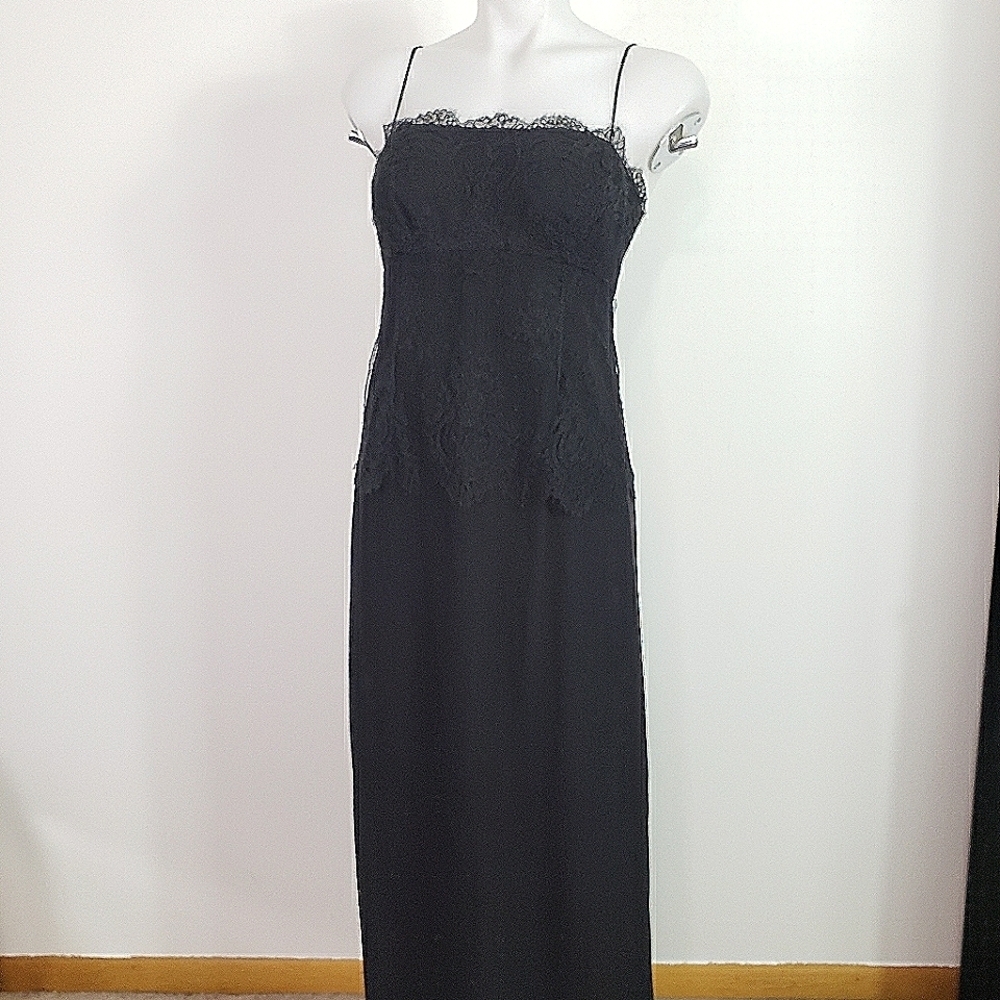 Chrysoula black formal dress with lace overlay